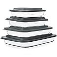 Set of 4 Glass Oven Dishes – Lasagna Rectangular Borosilicate Glass – Extreme Resistance