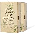 Urvija Essential Oil Based Handmade Neem and Basil Cleanser Soap - No Sulphates for All Skin Type - Certified Palm Oil-Free, Vegan and Chemical Free (90g Each) - Pack of 2