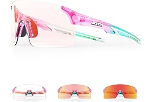 SCVCN Lunettes de Cyclisme Photochromiques Lunettes de Vélo de Montagne pour Hommes Femmes Lunettes de Soleil de Sport Sans Cadre S142