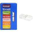 com-four® Medication dispenser 7 days in ENGLISH - Weekly dispenser for morning, noon, evening - Pill box with 3 compartments for on the go [ENGLISH] (dark blue)