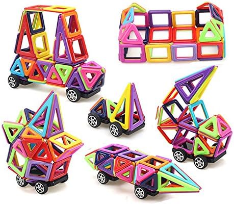 Magnetic Building Blocks, Magnetic Building Tiles, 39PCS Pieces Magnetic Shapes+1 Ferris Wheel Building, ABS Safety Plastic, Instruction Booklet Included,Creative and Educational Gift for Kids