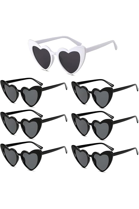 8 Stück Herz-Sonnenbrillen Set In Weiß – Lustige Party-Brillen Für Hochzeit, Strand & Mehr