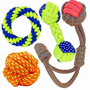 ZippyPaws Puppy Dog Chew Toys Combo Pack Built with All Cotton & Durable Materials Colour May Vary