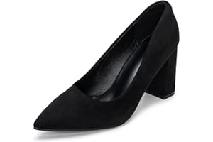 OPHESTIN Womens Court Shoes Pointed Toe Block High Heels Chunky Pumps Dress Shoes