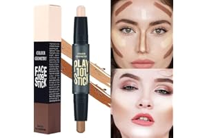 SCOBUTY Contouring Stick,Contour Stick,Highlighter Stick,Iluminador,Highlighter,Iluminadores Rostro,Herramienta de Maquillaje de Doble Cabeza