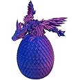 MGKEOUF 3D Printed Articulated Dragon in Crystal Egg - Flexible Figurine Decor for Home Office Desk