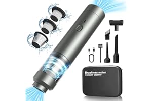 Kevsuvqin 4-en-1 Aspirateur Voiture Puissant sans Fil, 23KPA Mini Aspirateur a Main sans Fil avec Moteur Brushless, 2 Niveaux Réglables, Voyant de Batterie, Souffleur Air Comprimé Nettoyage PC