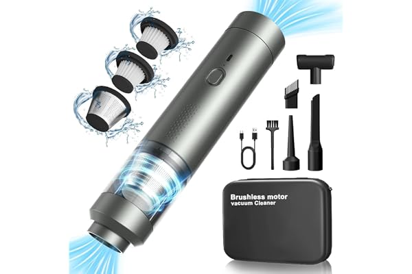 Kevsuvqin 4-en-1 Aspirateur Voiture Puissant sans Fil, 23KPA Mini Aspirateur a Main sans Fil avec Moteur Brushless, Voyant de Batterie, 2 Niveaux Réglables, Souffleur Air Comprimé Nettoyage PC