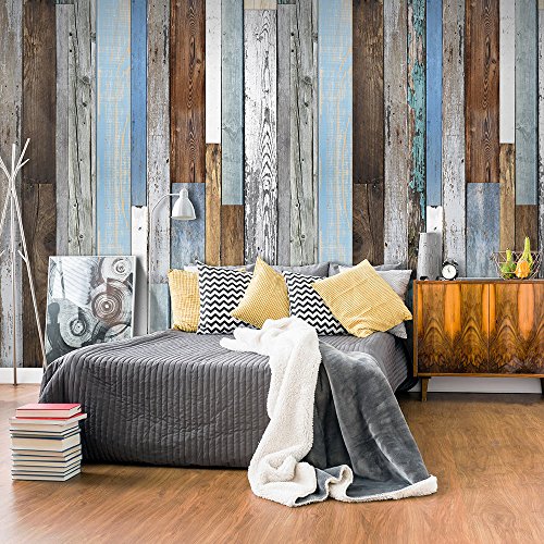 PURO TAPETE | Realistische Tapete ohne Rapport und Versatz | Kein sich wiederholendes Muster | 10m VLIES Tapetenrolle | Bretter Holz f-C-0016-j-a