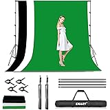 EMART Sfondo per Studio Fotografico e Video, 2,6 x 3 m, Sistema di Supporto Fotografico con 3 Sfondi in Mussola, 100% Cotone 