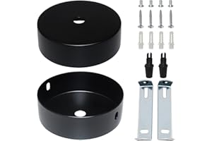 GMMG Rosone Soffitto Rosone Lampadario Soffitto Rosetta per Lampade Nero 80 x 20mm Kit Rosone Tondo per Lampada da Soffitto per Ristorante Caffetteria Decorazione （2 pezzi）