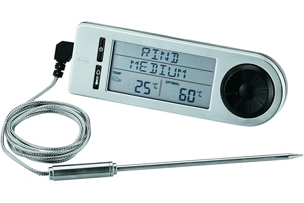 RÖSLE Thermomètre Cuisine - Sonde de Cuisson Haut de Gamme pour Servir la Viande - Acier Inoxydable 18/10 - Passe au Lave-Vaisselle, 23 cm, Argenté