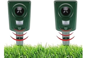 LEIPING 2X Repelente para Gatos Ultrasónico, Ahuyentador de Pájaros IP44 Impermeable, Repelente para Palomas Exterior, para Palomas, Perros, Ratones, Pájaros, Zorros