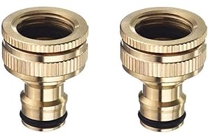 TOPWAYS® Laiton 3/4 '' and 1/2 '' BSP 2in1 Nez de Robinet d'arrosage à Visser débit Tap Connector Threaded Faucet Adapter 2 Pack