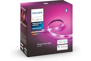 Philips Hue - Tira Led inteligente 2m, luces inteligentes con Bluetooth, Luz Blanca y luces de colores, Compatible con Alexa y Google Home (incl. alimentador) [Clase de eficiencia energética G]