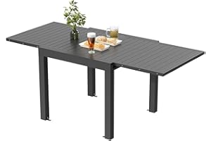 JUMMICO Table de Jardin, Extensible, en Aluminium, Table à Manger, de Camping, Table Pliante Extérieure, Table de Balcon, Pieds Réglables, 80 x 160 cm, Gris Chocolat