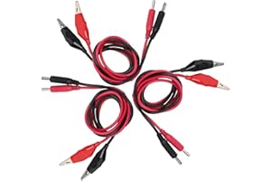 stonylab Electronics Pinza de Cocodrilo a Orejeta de Pala Cables de Prueba Terminal, Paquete de 6 50 cm Cord de Parche de Cables de Prueba con Clip de Prueba Cocodrilo Aislada y Enchufe de Pala