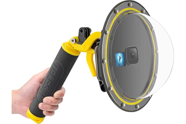 AuyKoo Boîtier étanche avec Port de Dome pour Go Pro Hero, Cache de lentilles pour Mousse, Go Pro avec Pistolet à gâchette et poignée Flottante Photographie (pour Hero 12/11/10/9 Black)