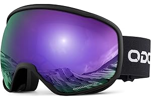 Odoland Lunettes de Ski Masque de Snowboard pour Homme & Femme Anti-UV400, Anti-Buée, Coupe-Vent, Lunettes de Protection avec Grande Lentille OTG Sphérique