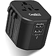 Ceptics Universal Travel Adapter - 3 in 1 Worldwide Travel Adapter, Universal Plug Socket and 2 x USB, with 2.4A, International Travel Adapter