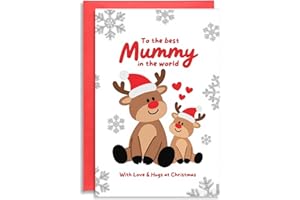 Xiwlaikeqi Best Mum Reindeer Christmas Card, Children's Kids Christmas Cards,Xmas Gift Card for Mummy,Mum Xmas Cards with Envelope
