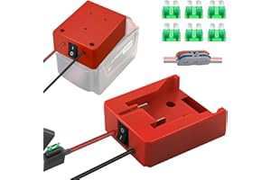 HXTMOJU 2 Stück Power Wheel Adapter für Milwaukee M18 18V Lithium Akkus, Dock Stromanschluss mit 14AWG Sicherung und Schalter, Akku Adapter für RC Auto Heimwerker Robotik