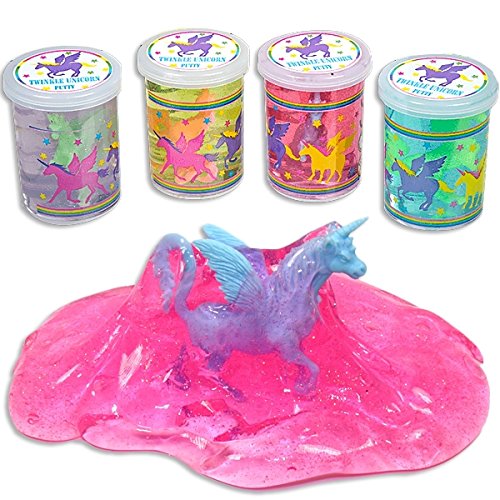 4x Einhorn Schleim Knete Glitzer Förmchen Mitgebsel Kindergeburtstag - 2