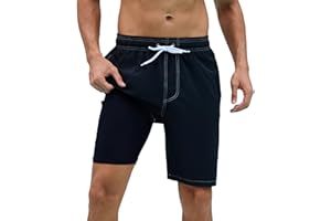 Arcweg Mens Swimming Shorts Long Swimming Trunks with Compression Liner 2 in 1 Swim Trunks with Zipper Pockets Quick Dry Men's Swim Shorts Double Layer