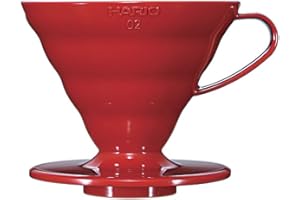 HARIO Gotero de café transparente VDR-02R V60, 02, rojo, gotero de café para 1-4 tazas
