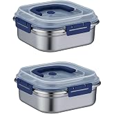 2 Adet &Ccedil;elik 1250 ml Kilitli Yemek Meyve Et Buzdolabı Beslenme Saklama Kabı mt106