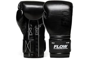 FLOW FIGHTGEAR Flow Challenge Gants de Boxe en Cuir veritable, Sparring et entraînement, Muay Thai, Kick-Boxing, MMA, Arts Martiaux, Hommes et Femmes