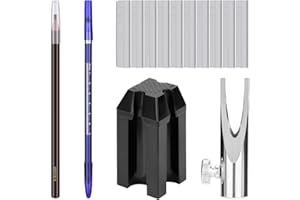 ATOMUS Eyebrow Makeup Sharpener Set 0.8cm and 1cm pencil Sharpener 10pcs Eyebrow Trimmer Brown and Dark Coffee Eyebrow Pencil Set for Makeup and Microblading eyebrow