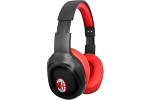 TECHMADE Ac Milan- Cuffie Senza Filo Cuffie Wireless Over-Ear, Cuffie Bluetooth Pieghevoli, Cuffie con Microfono Incorporato, HiFi Stereo, Micro SD Slot, FM Radio per iPhone/Android/Viaggio/PC