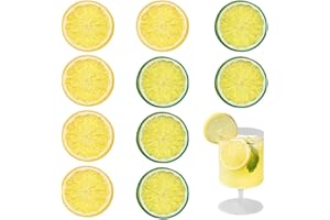 BIRWUMI 10 künstliche Zitronenscheiben, gefälschte Zitronenscheiben, künstliche Obstscheiben aus Kunststoff für Dekoration, Urlaubsparty, Tischdekoration, Kunsthandwerk, Fotografie-Requisiten