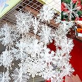 50 Stück Weihnachten Deko Schneeflocken Weihnachtsbaumdeko Weihnachtsbaumschmuck Anhänger