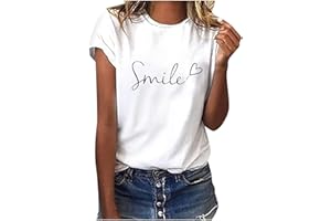 Dwevkeful T Shirt Donna Cotone con Stampa Maglietta Bianca Maniche Corte Tshirt Curvy Firmate Eleganti Top Estive Girocollo T Shirt