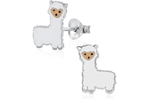 Laimons 925 Sterling Silber Alpaka Mädchen-Ohrstecker - Anti-Tarnish E-Coat & Emaille Finish - Hypoallergen, Blei- & Nickelfrei - Perfekt für Tierliebhaber und Kinder - 9x12 mm