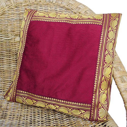 indian Wohnkultur rotem Samt Kissenbezug Quadrat Bett Sofakissenabdeckung 18 „x 18“ - 6
