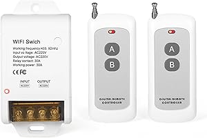 Ailao Interruttore con Telecomando 220V Accensione luci a Distanza AC Remote Switch Relè radio 220V per pompa acqua, motore/sistema di sicurezza, distanza massima 300m con 2 controlli remoti.