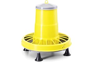 Zootec, Mangiatoia per Galline,Polli,Pulcini, Antispreco, 16 kg, Automatica, a Tramoggia, da Appendere, in Plastica, da Esterno e Interno, (Giallo/Grigio) - Made in Italy