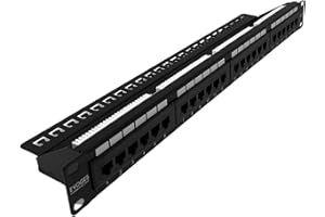 Evoges 24 Ports UTP CAT6 1U Patch Panel, Rack Mountable, Ethernet Network Patch Panel for Cable Management, Durable and Easy Installation