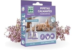 MENFORSAN Pipetas calmantes para Gatos | Blister con 2 Unidades | Calma y Reduce el Estrés | con Valeriana Natural | Incoloro