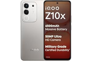 iQOO Z10x 5G (Titanium, 6GB RAM, 128GB Storage) | 6500 mAh Large Capacity Battery | Dimensity 7300 Processor | Military-Grade Durability