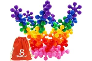 SHAWE Building Blocks Kids Educational STEM Toys Building Discs Sets Interlocking Solid Plastic for Preschool Kids Boys and Girls, Safe Material - Package with Storage Bag