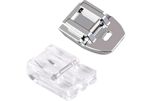 Caybats Kit di 2 Piedini per Macchina da Cucire Universali, Piedino in Acciaio Inox e Plastica Trasparente, Macchine da Cucire Accessori, Ideali per Cerniere Invisibili, Sistema Snap-On
