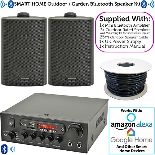 Spesification New 2x Black Outdoor Speaker Bluetooth System Kit SMART