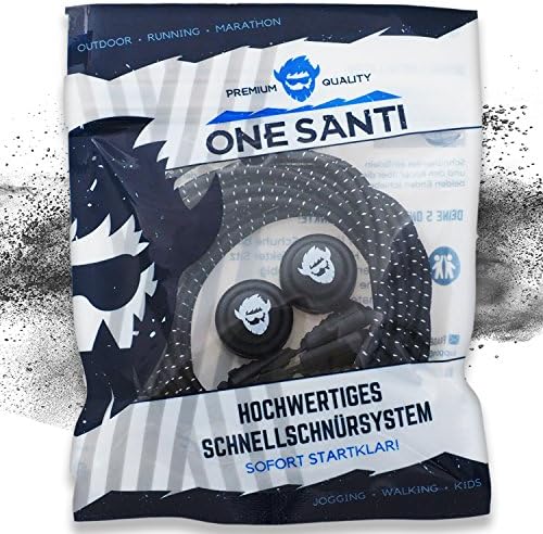 Elastic lock shoelaces with quick lock from One Santi | quick-lace system for a perfect fit and stable hold for your shoes | safe for children and adults | 120 cm round lace-up, black