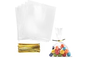 Redreo 100 sztuk torebek na słodycze, 15 x 10 cm, przezroczyste torebki celofanowe, na słodycze, z krawatami, na wesele, urodziny, Boże Narodzenie, imprezę, słodycze, prezenty