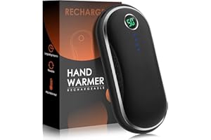 EGGORISE Chauffe-Mains Rechargeables, 10000mAH Chaufferette Main 15H Chauffage Longue Durée Chauffe Main Electrique et Reutilisable avec Affichage LED Poche Powerbank pour Camping Cadeaux pour Hommes Femmes
