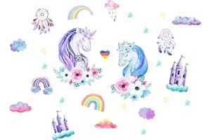 OLYCRAFT Jednorożec tęczowe naklejki ścienne 80 x 40 cm naklejki ścienne PCW mieszane kolory naklejki ścienne do dekoracji salonu, biura, akademika, kawiarni lub sklepu